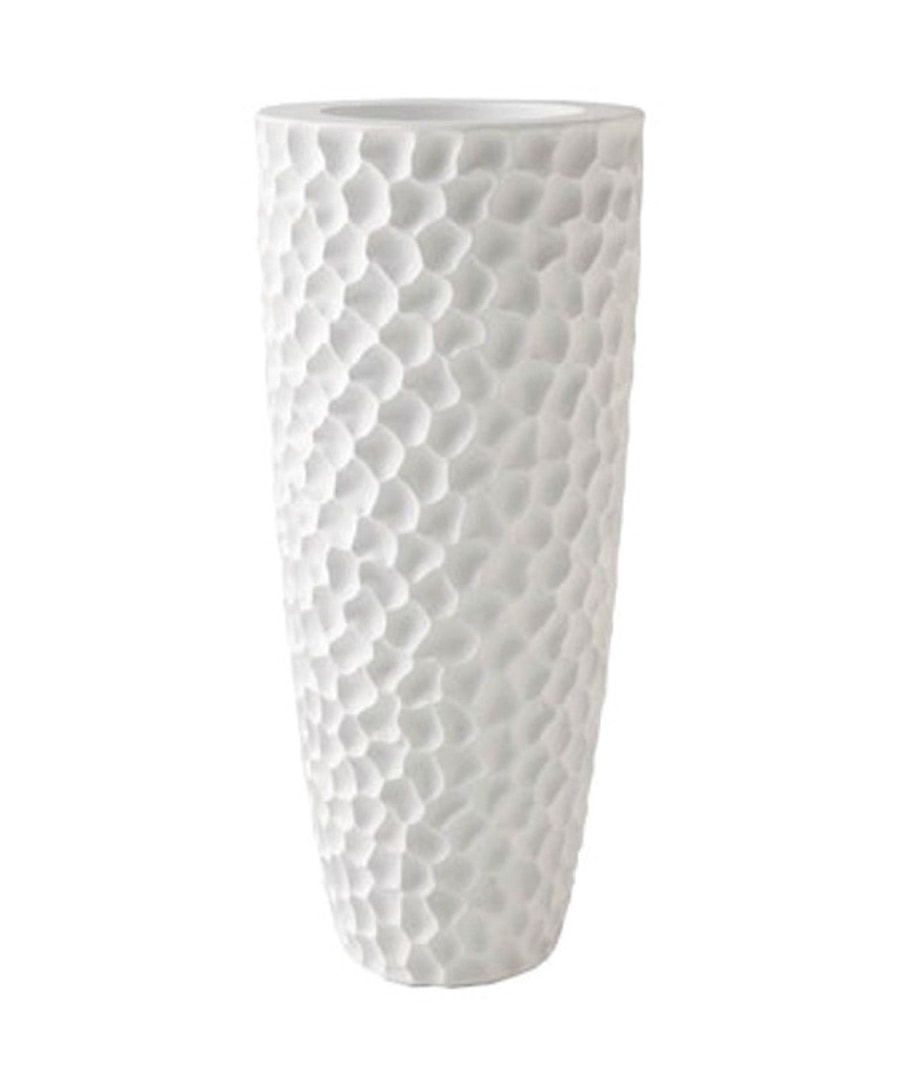 Fiberglass Container White Pebble Planter
